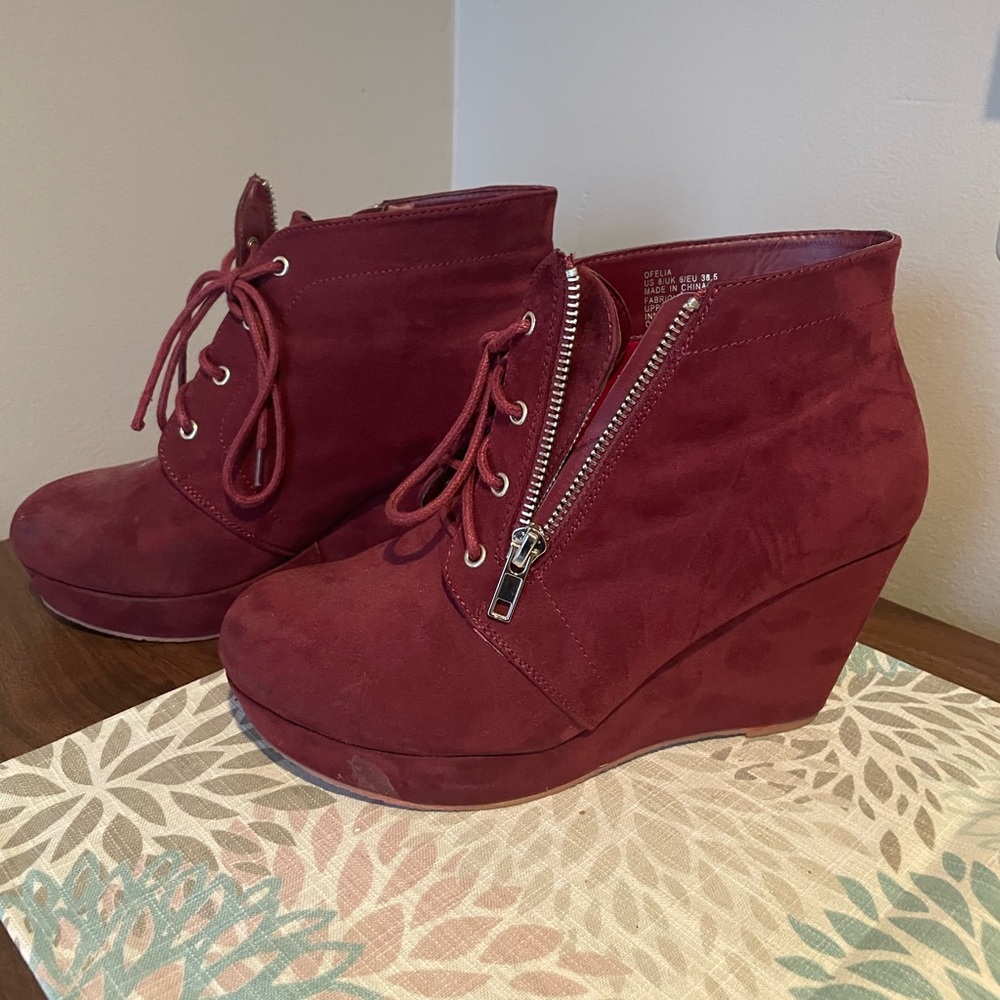 Burgundy booties